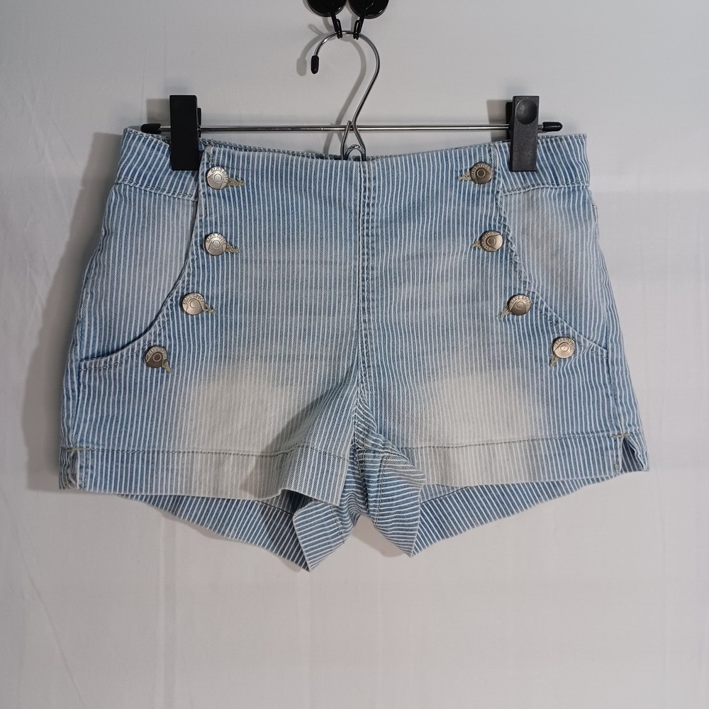 Junior's Size 3 Blue Spice Pinstripe Faded Look Pull-on Stretch w/ Fake Pockets